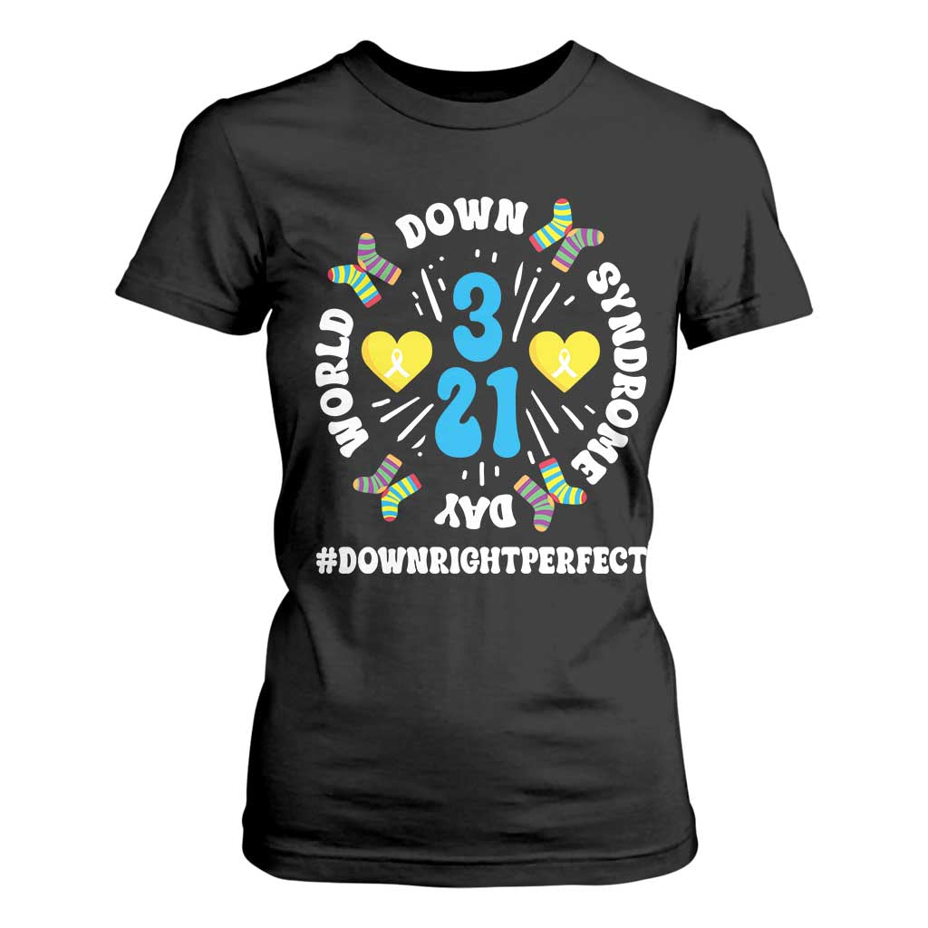 World Down Syndrome Day T Shirt For Women 321 Support Blue Yellow Ribbon