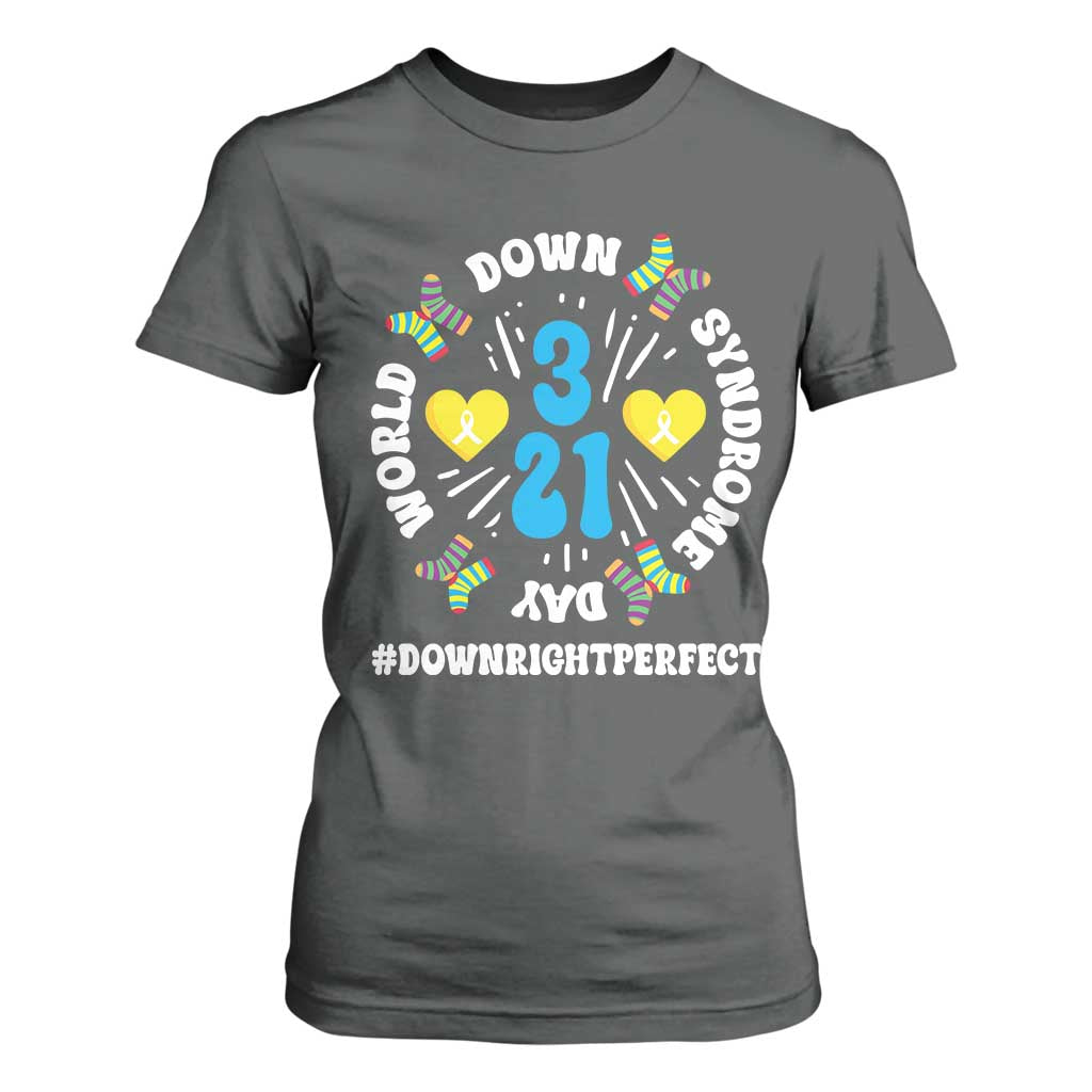 World Down Syndrome Day T Shirt For Women 321 Support Blue Yellow Ribbon