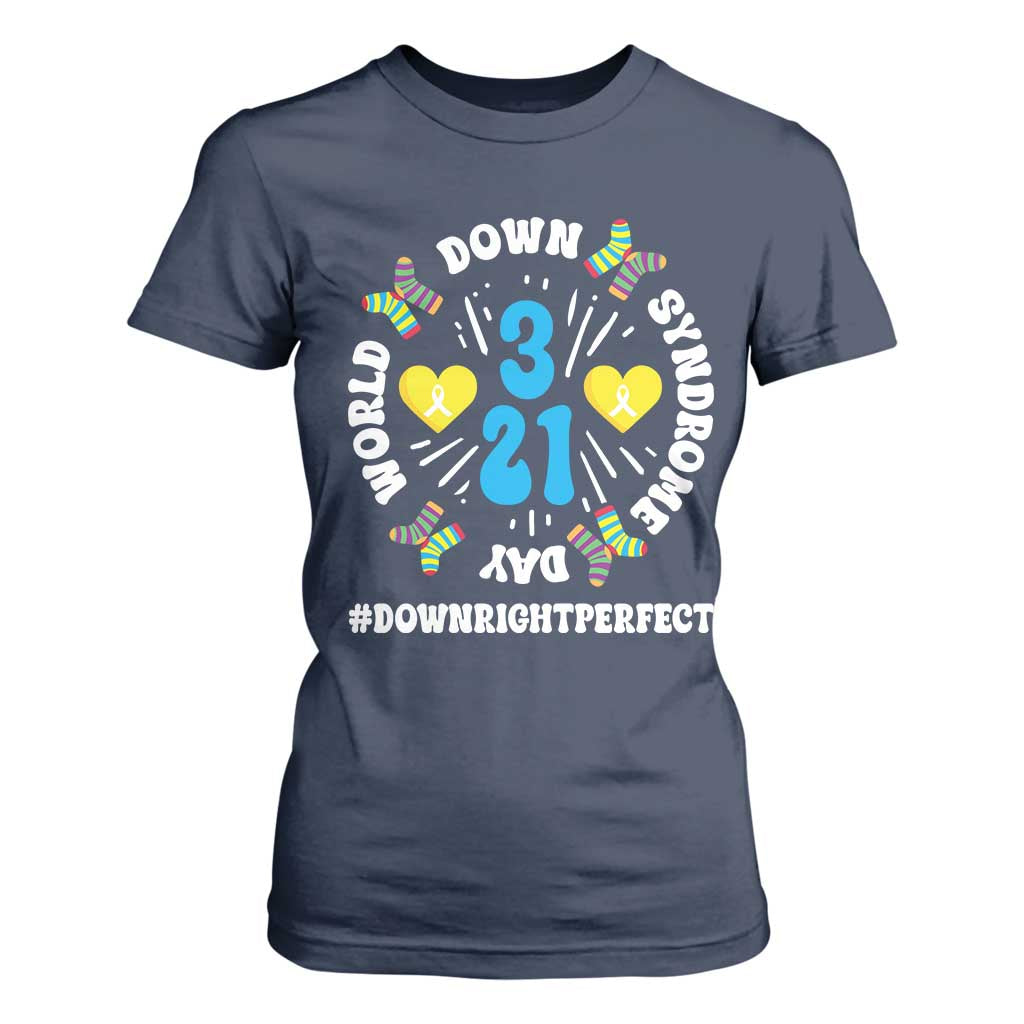 World Down Syndrome Day T Shirt For Women 321 Support Blue Yellow Ribbon