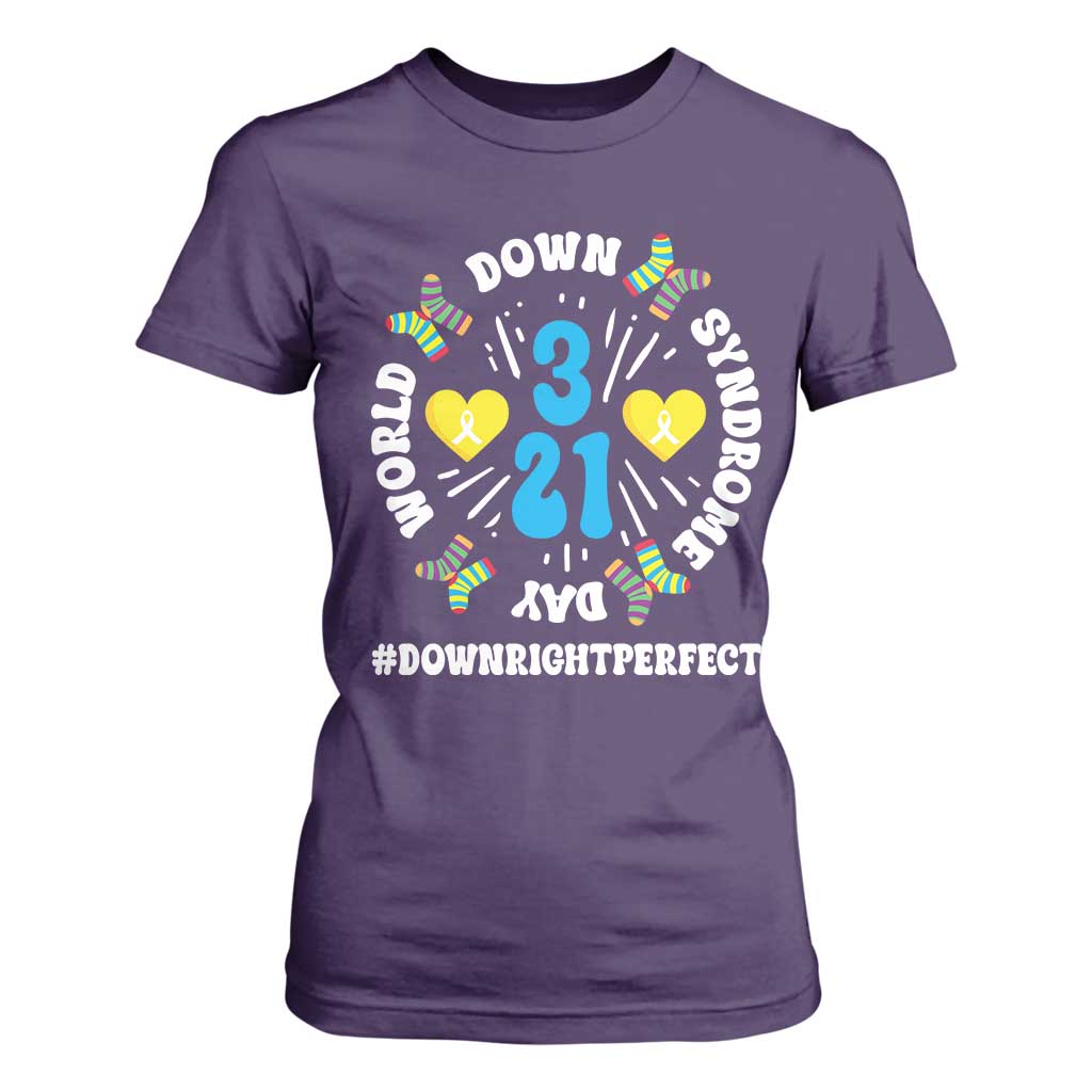 World Down Syndrome Day T Shirt For Women 321 Support Blue Yellow Ribbon