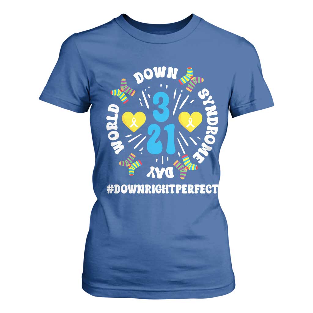 World Down Syndrome Day T Shirt For Women 321 Support Blue Yellow Ribbon