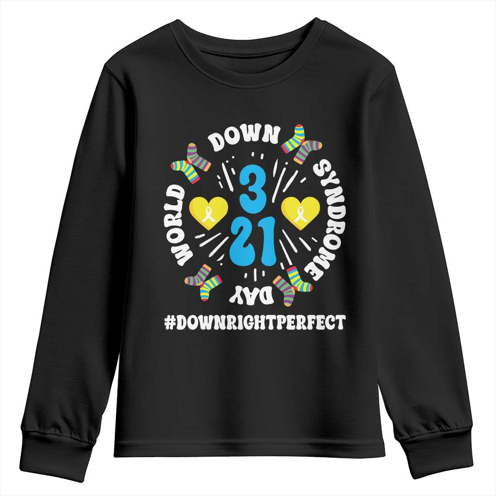 World Down Syndrome Day Youth Sweatshirt 321 Support Blue Yellow Ribbon