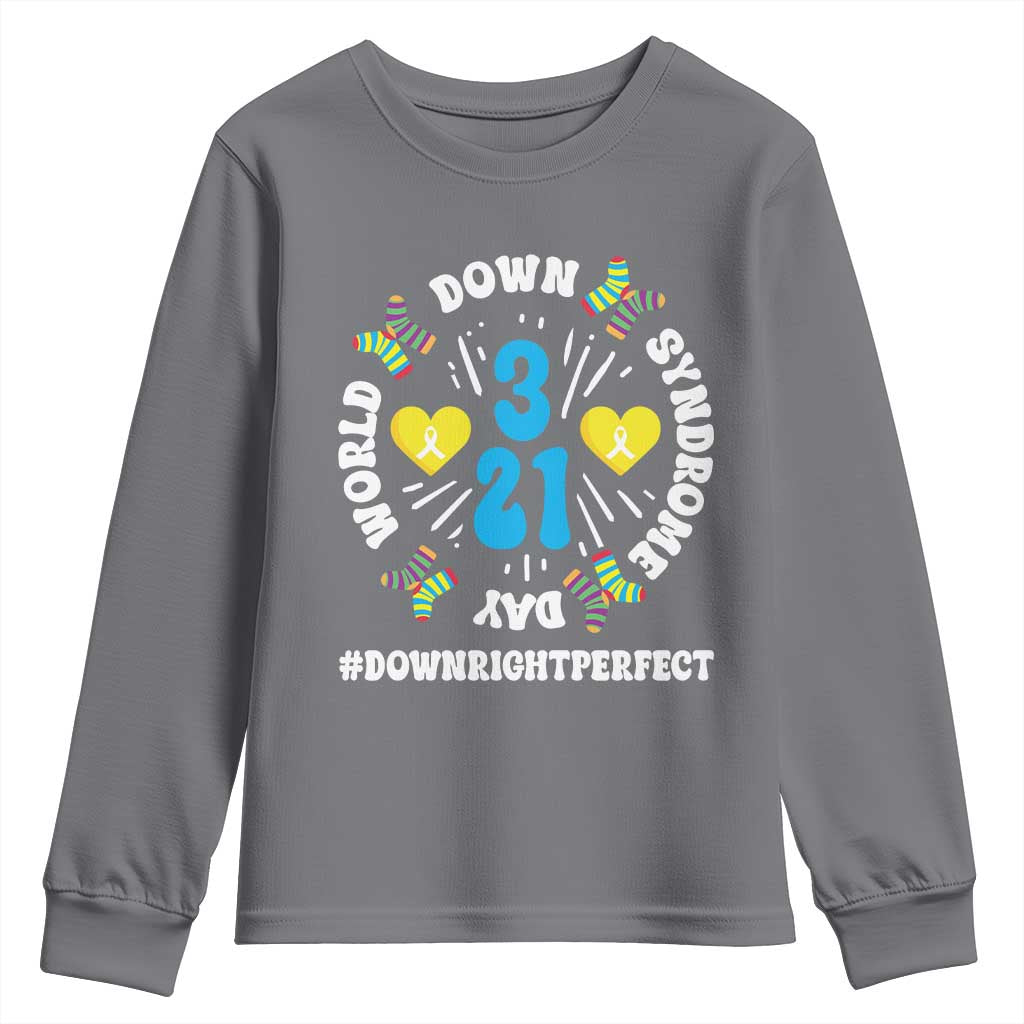World Down Syndrome Day Youth Sweatshirt 321 Support Blue Yellow Ribbon