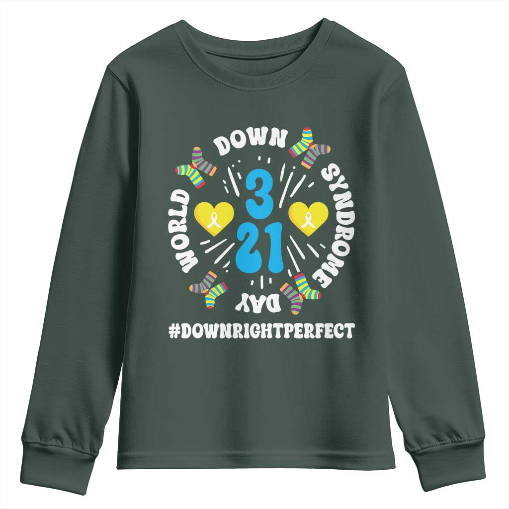 World Down Syndrome Day Youth Sweatshirt 321 Support Blue Yellow Ribbon