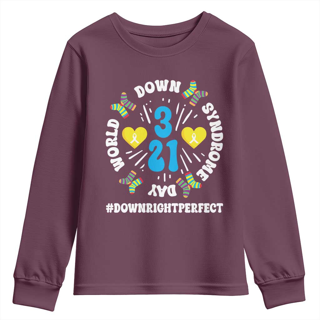World Down Syndrome Day Youth Sweatshirt 321 Support Blue Yellow Ribbon