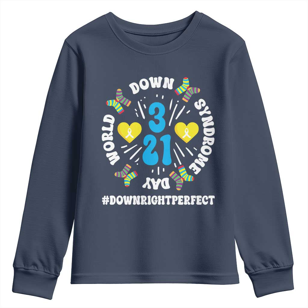World Down Syndrome Day Youth Sweatshirt 321 Support Blue Yellow Ribbon