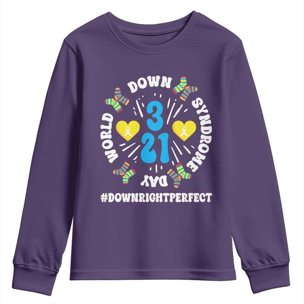 World Down Syndrome Day Youth Sweatshirt 321 Support Blue Yellow Ribbon
