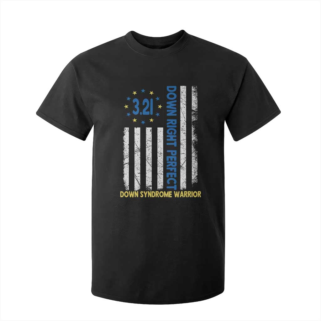 World Down Syndrome Day T Shirt For Kid Blue Yellow Ribbon American Flag 321