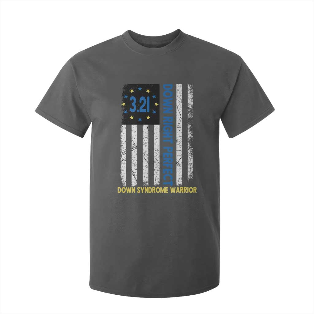 World Down Syndrome Day T Shirt For Kid Blue Yellow Ribbon American Flag 321