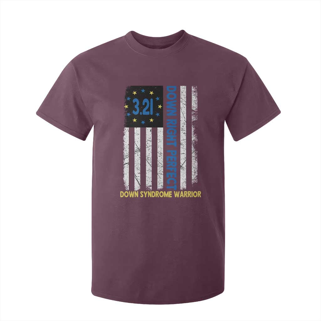 World Down Syndrome Day T Shirt For Kid Blue Yellow Ribbon American Flag 321