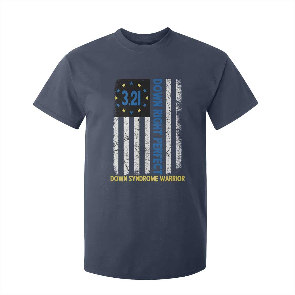 World Down Syndrome Day T Shirt For Kid Blue Yellow Ribbon American Flag 321