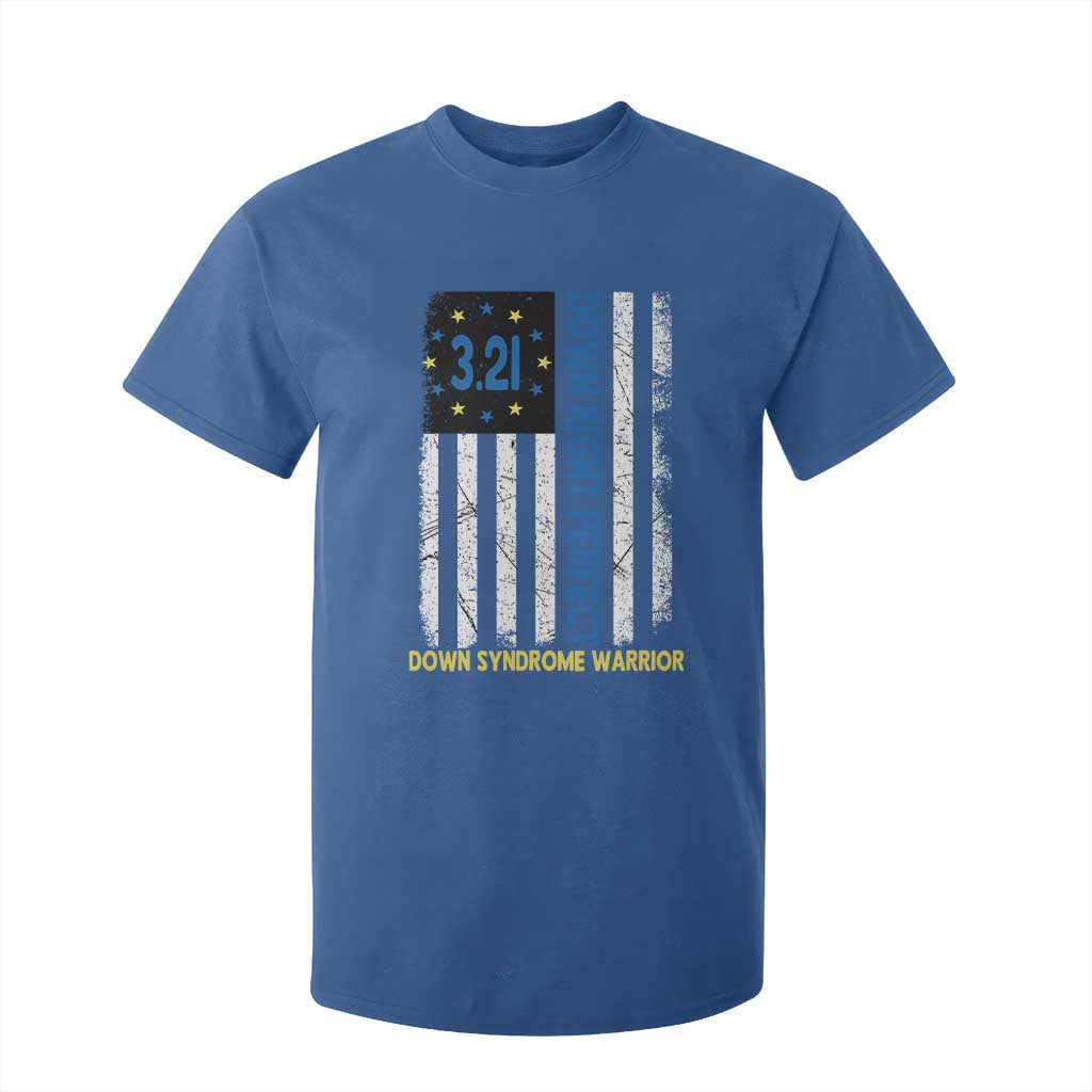 World Down Syndrome Day T Shirt For Kid Blue Yellow Ribbon American Flag 321
