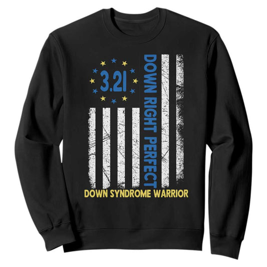 World Down Syndrome Day Sweatshirt Blue Yellow Ribbon American Flag 321