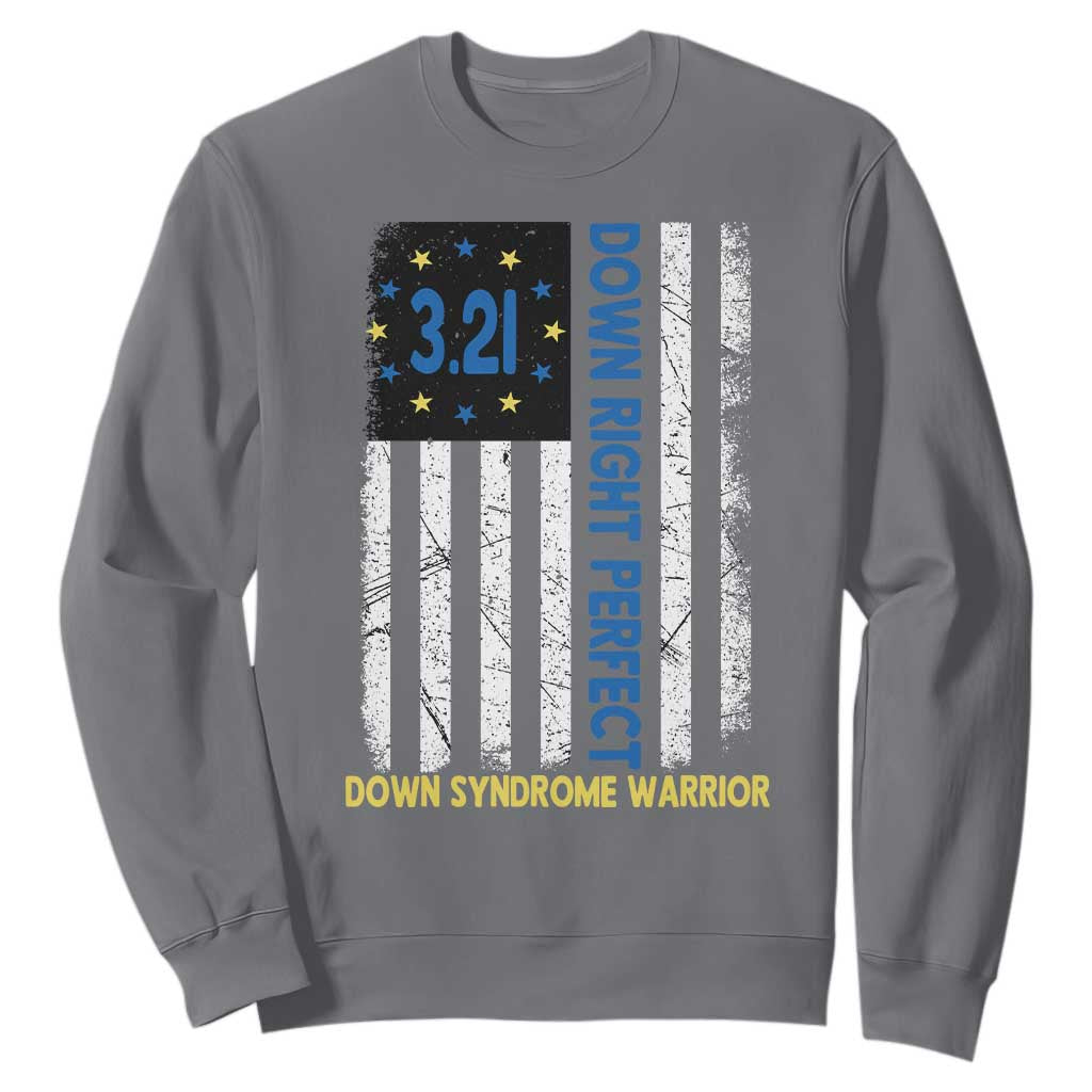 World Down Syndrome Day Sweatshirt Blue Yellow Ribbon American Flag 321