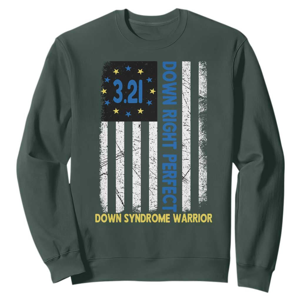 World Down Syndrome Day Sweatshirt Blue Yellow Ribbon American Flag 321