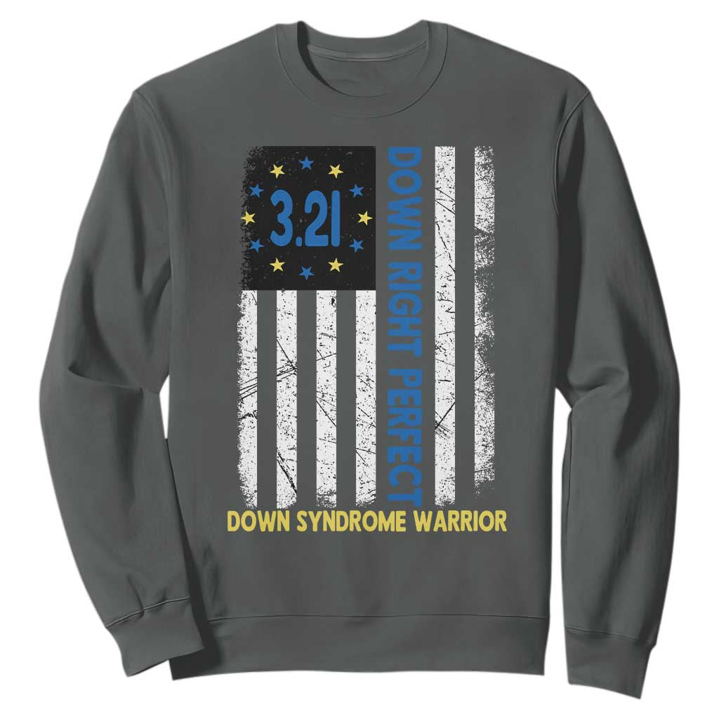 World Down Syndrome Day Sweatshirt Blue Yellow Ribbon American Flag 321