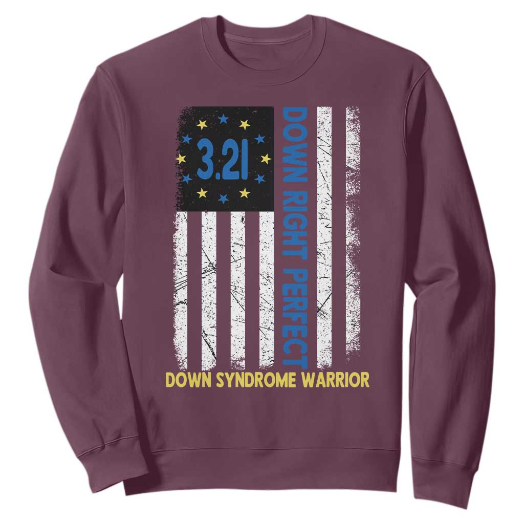 World Down Syndrome Day Sweatshirt Blue Yellow Ribbon American Flag 321