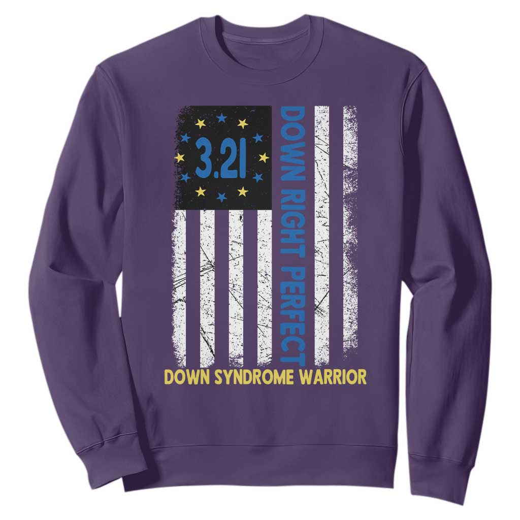 World Down Syndrome Day Sweatshirt Blue Yellow Ribbon American Flag 321