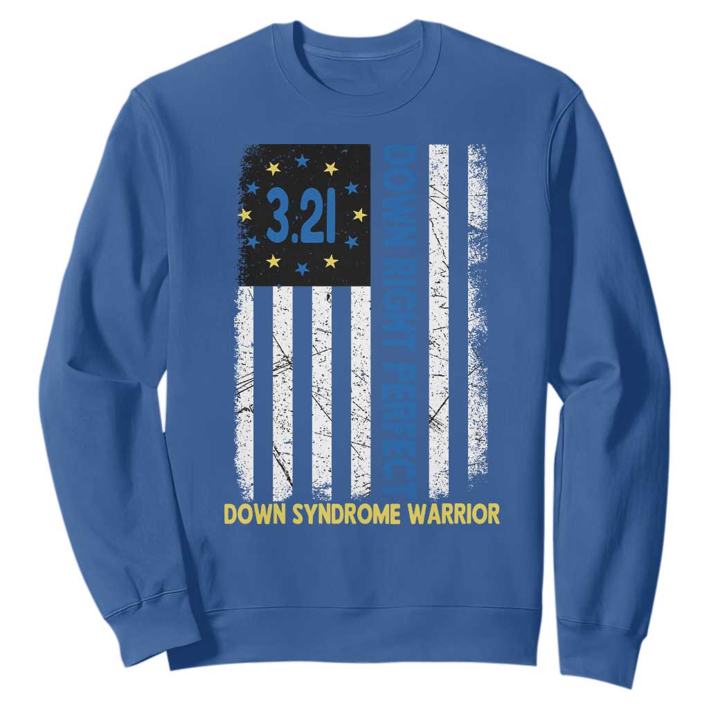 World Down Syndrome Day Sweatshirt Blue Yellow Ribbon American Flag 321