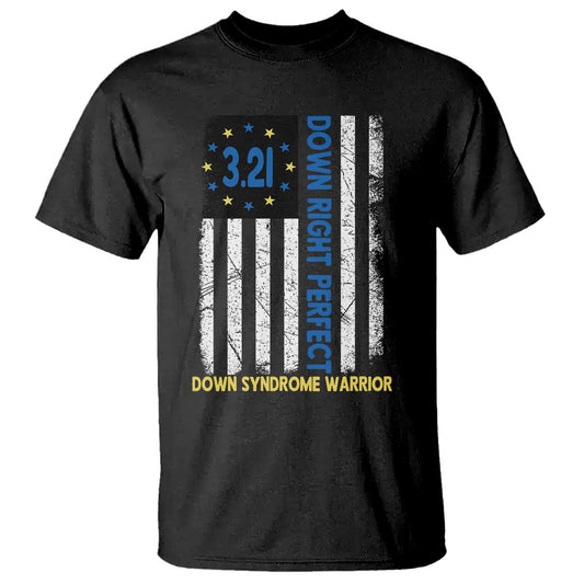 World Down Syndrome Day T Shirt Blue Yellow Ribbon American Flag 321