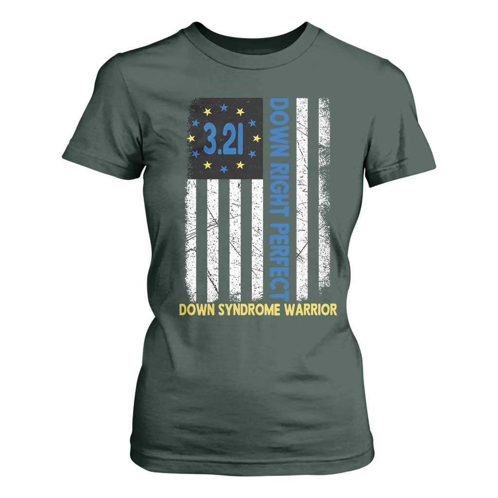 World Down Syndrome Day T Shirt For Women Blue Yellow Ribbon American Flag 321