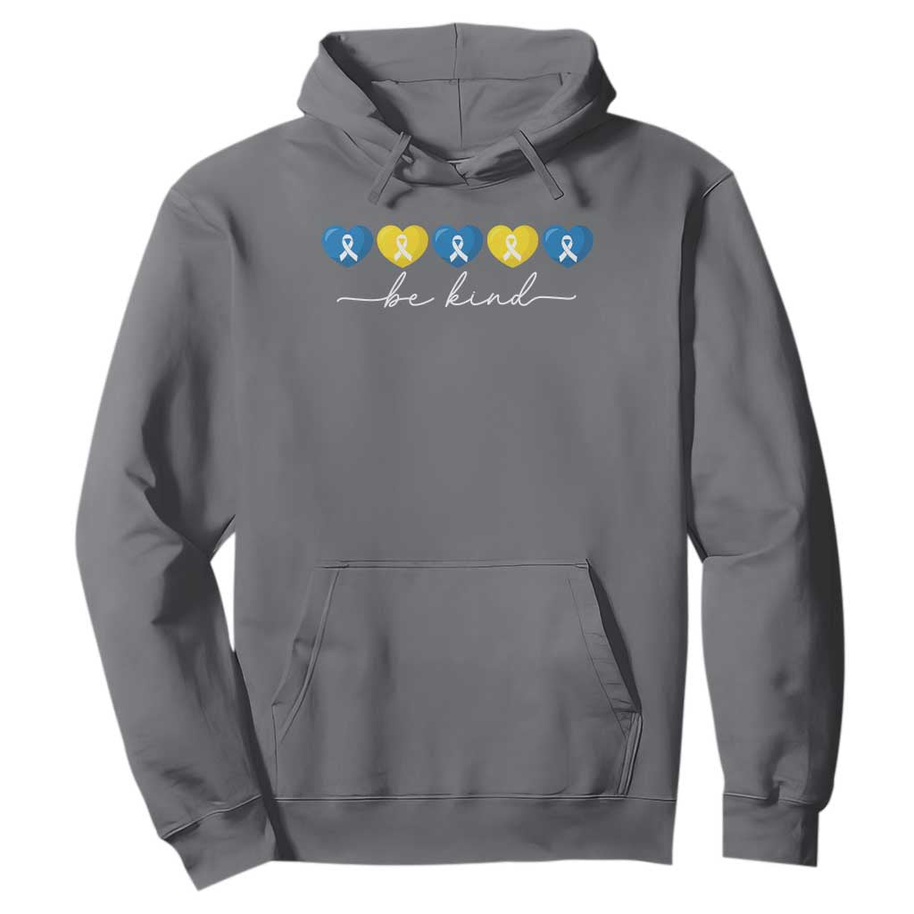 Down Syndrome Support Hoodie Blue Yellow Ribbon Be Kind