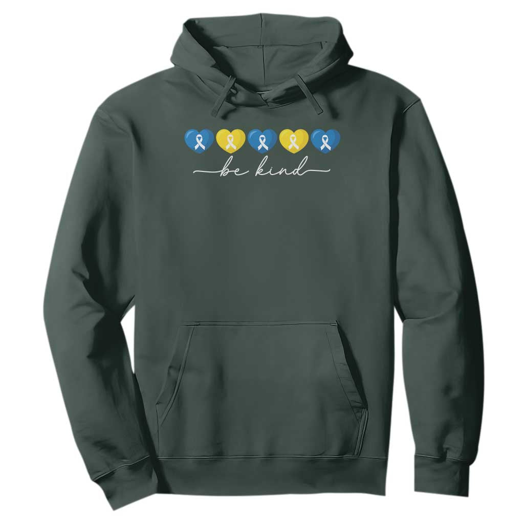 Down Syndrome Support Hoodie Blue Yellow Ribbon Be Kind