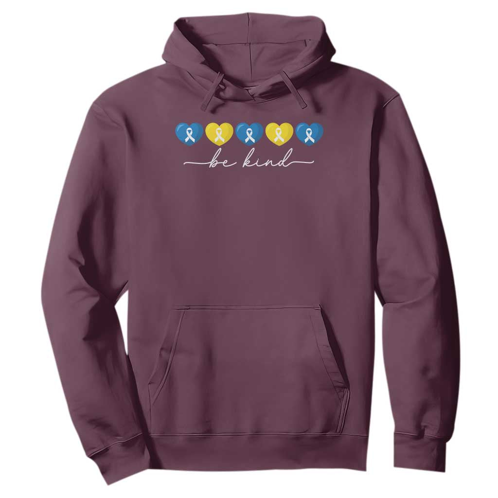 Down Syndrome Support Hoodie Blue Yellow Ribbon Be Kind