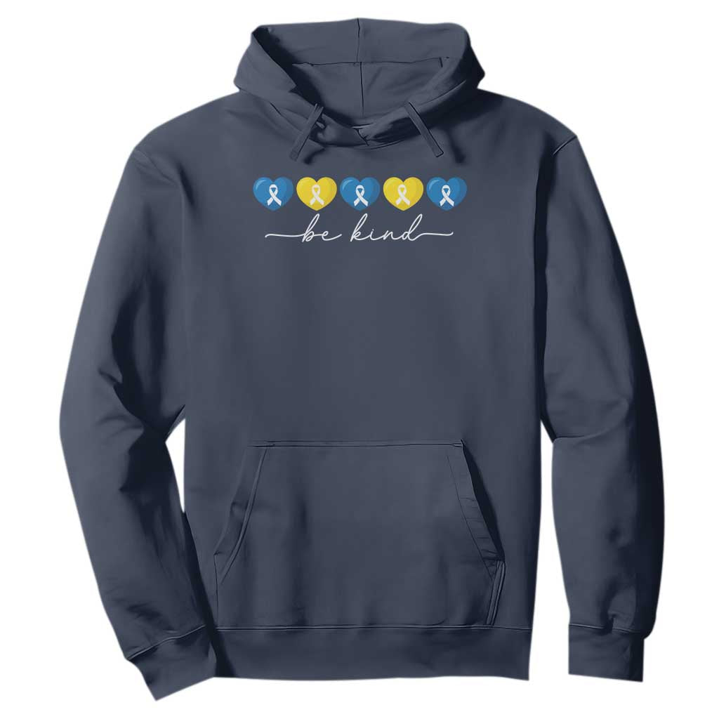 Down Syndrome Support Hoodie Blue Yellow Ribbon Be Kind