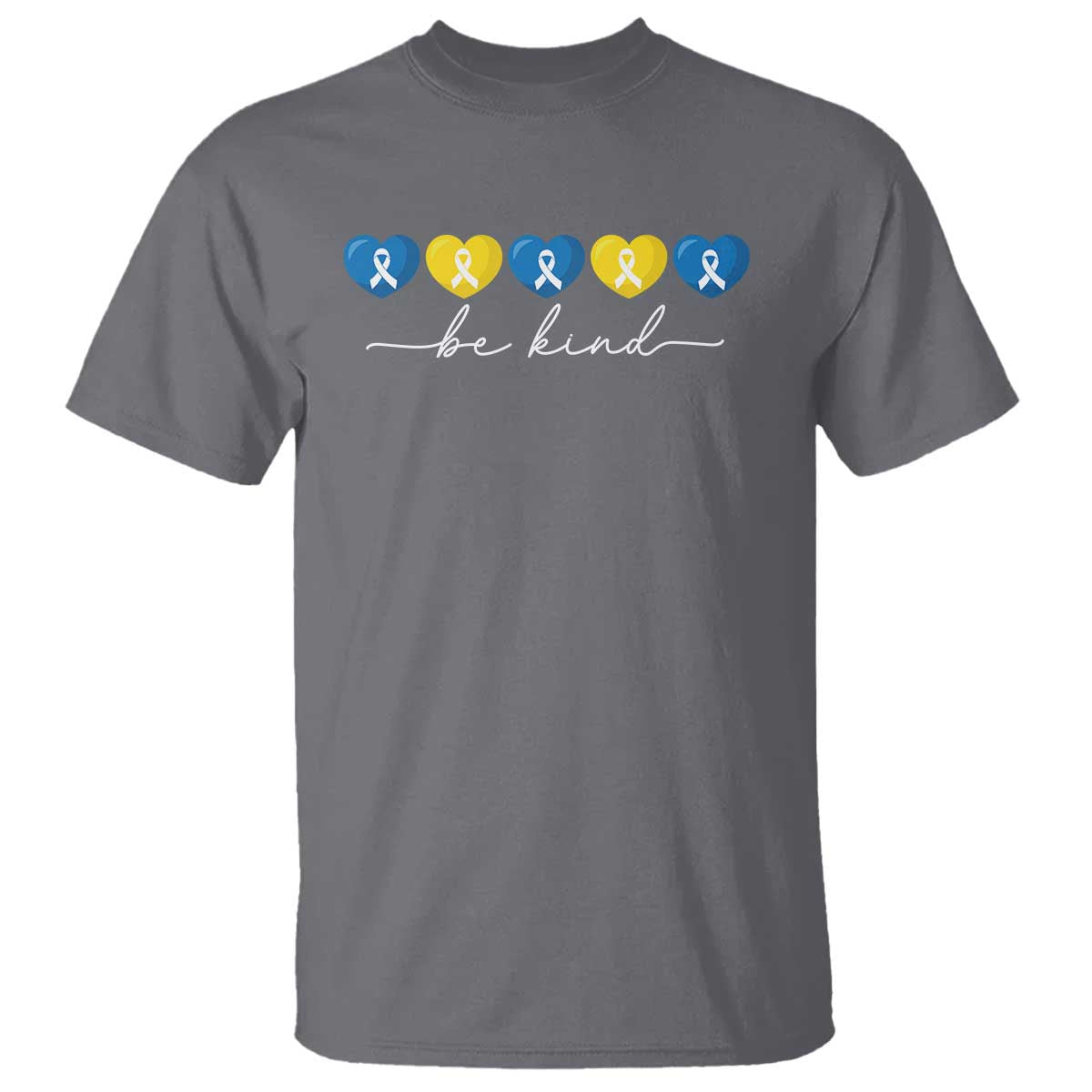 Down Syndrome Support T Shirt Blue Yellow Ribbon Be Kind