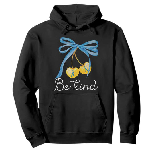 World Down Syndrome Day Hoodie Blue Yellow Cherry Bow Coquette Be Kind