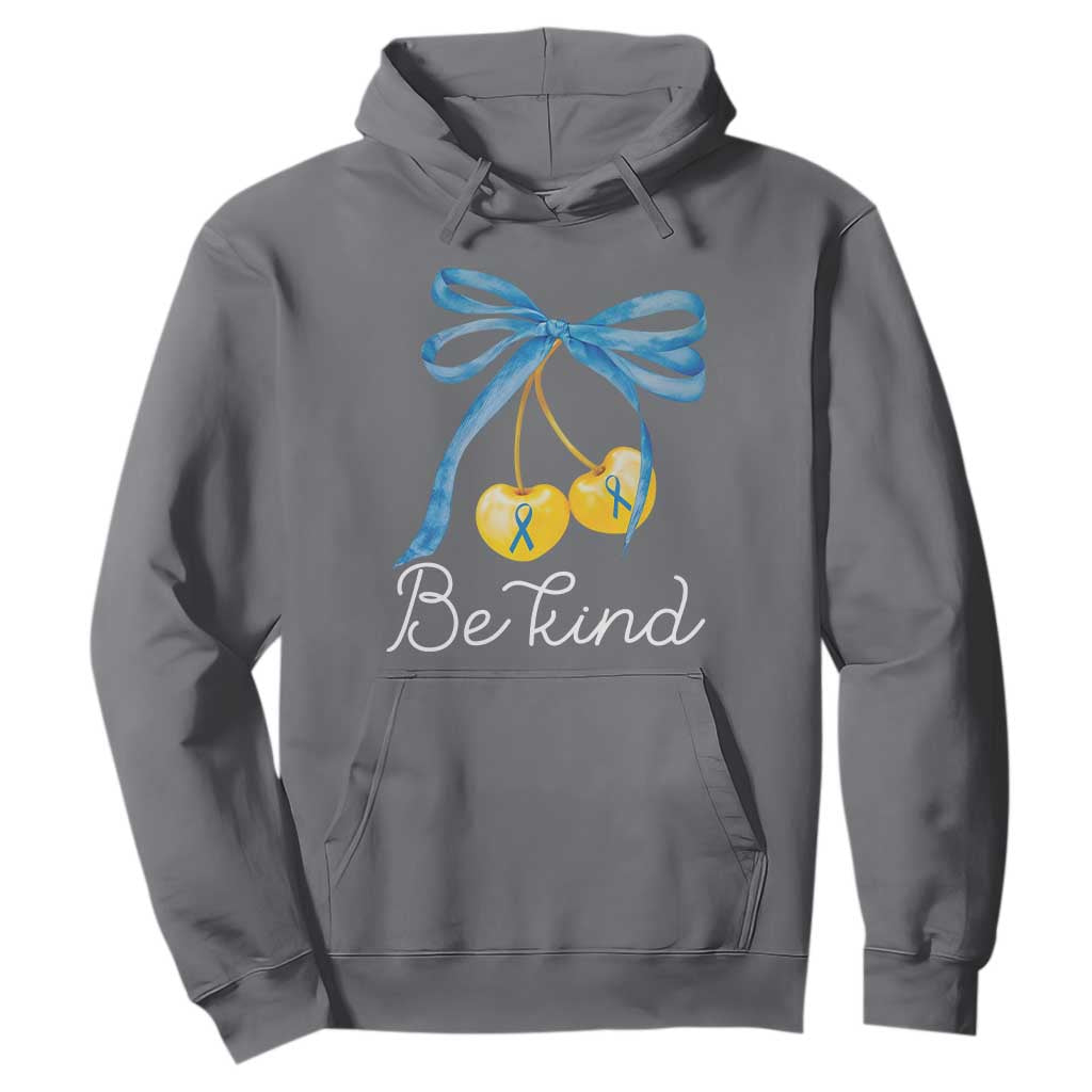 World Down Syndrome Day Hoodie Blue Yellow Cherry Bow Coquette Be Kind