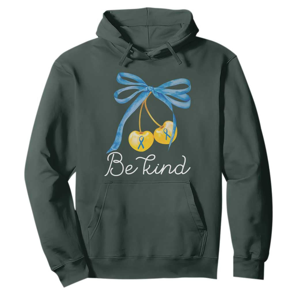 World Down Syndrome Day Hoodie Blue Yellow Cherry Bow Coquette Be Kind