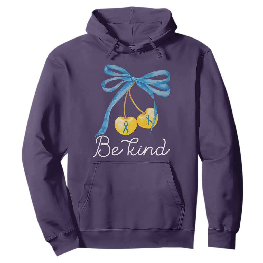 World Down Syndrome Day Hoodie Blue Yellow Cherry Bow Coquette Be Kind