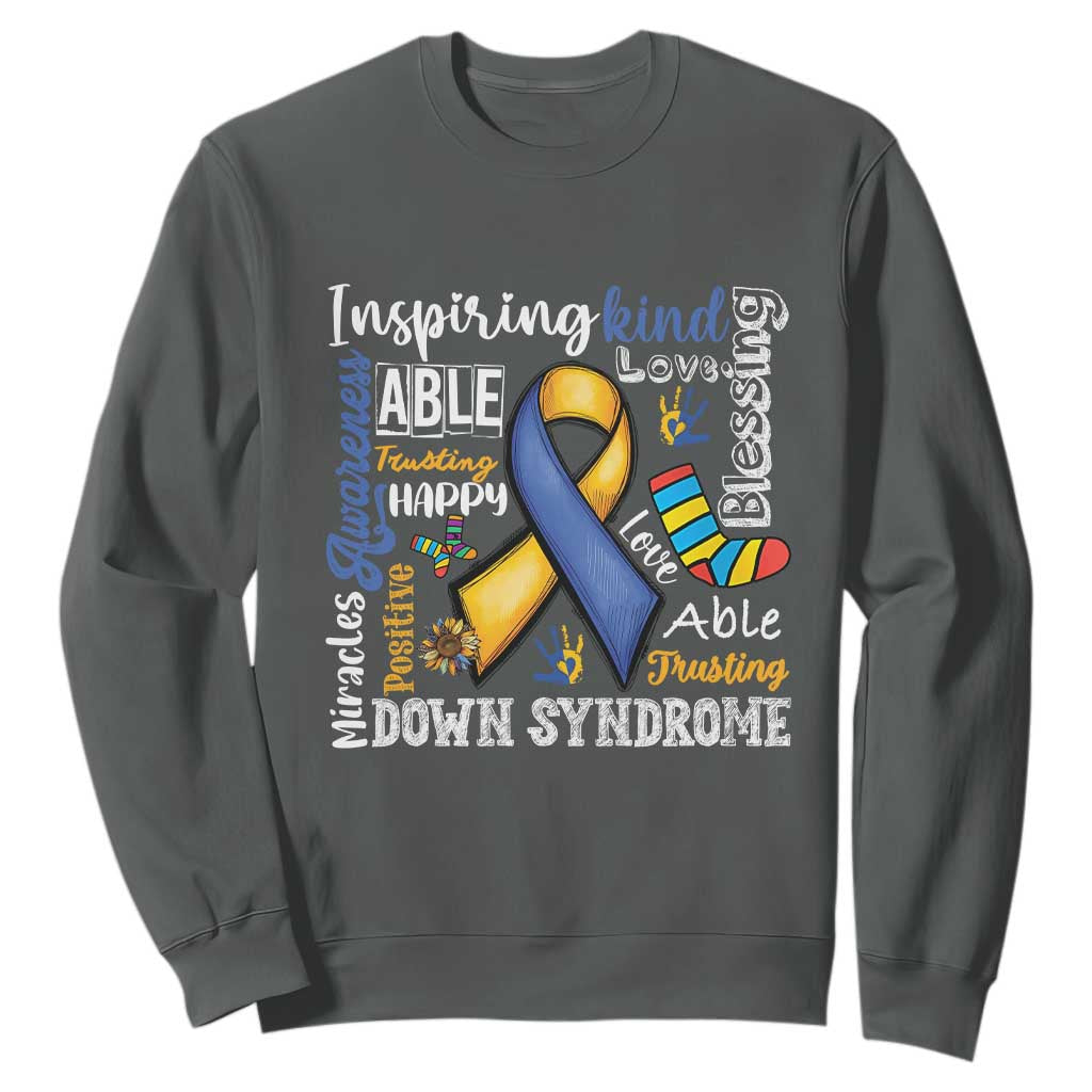 Down Syndrome Support Sweatshirt Rock Your Socks Different Not Less