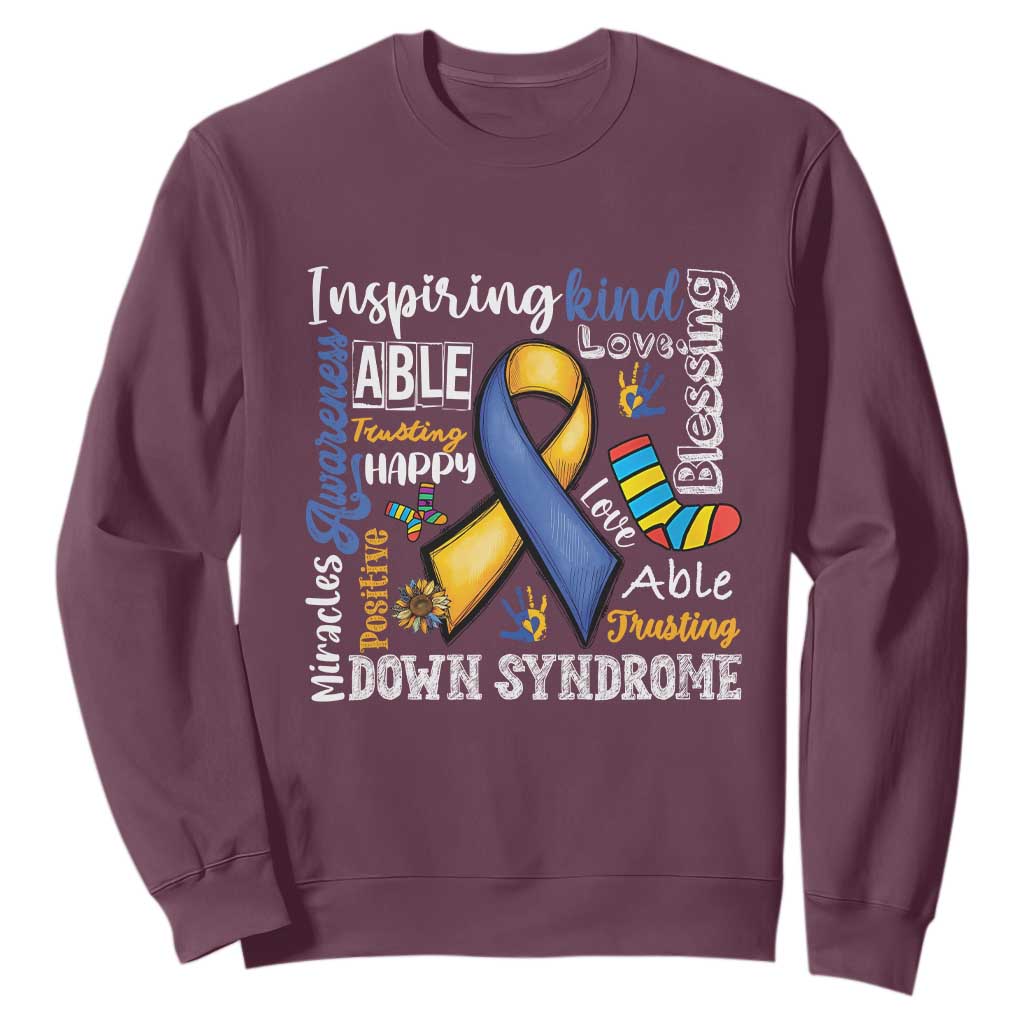 Down Syndrome Support Sweatshirt Rock Your Socks Different Not Less