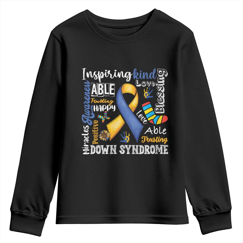 Down Syndrome Support Youth Sweatshirt Rock Your Socks Different Not Less