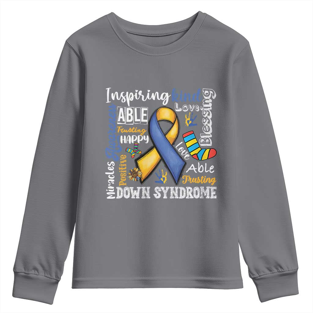 Down Syndrome Support Youth Sweatshirt Rock Your Socks Different Not Less