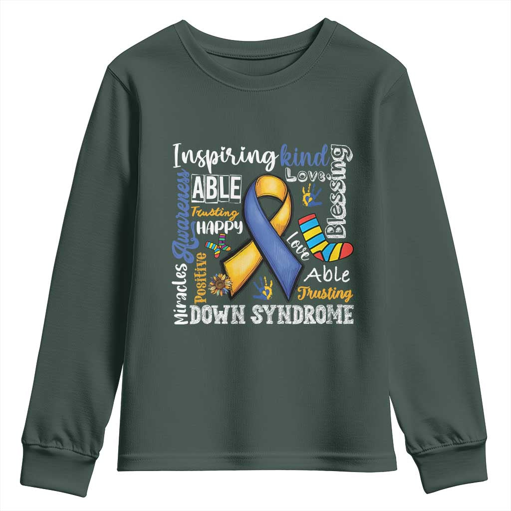 Down Syndrome Support Youth Sweatshirt Rock Your Socks Different Not Less