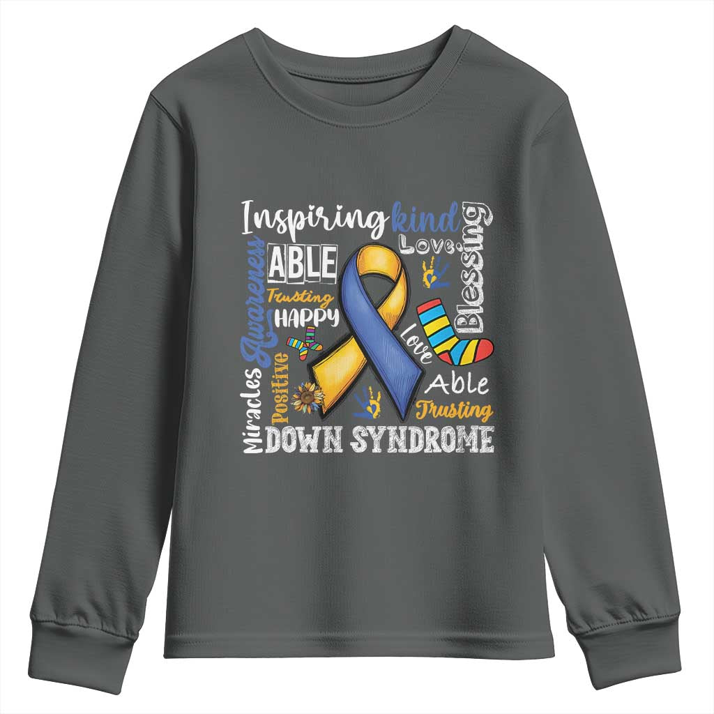 Down Syndrome Support Youth Sweatshirt Rock Your Socks Different Not Less