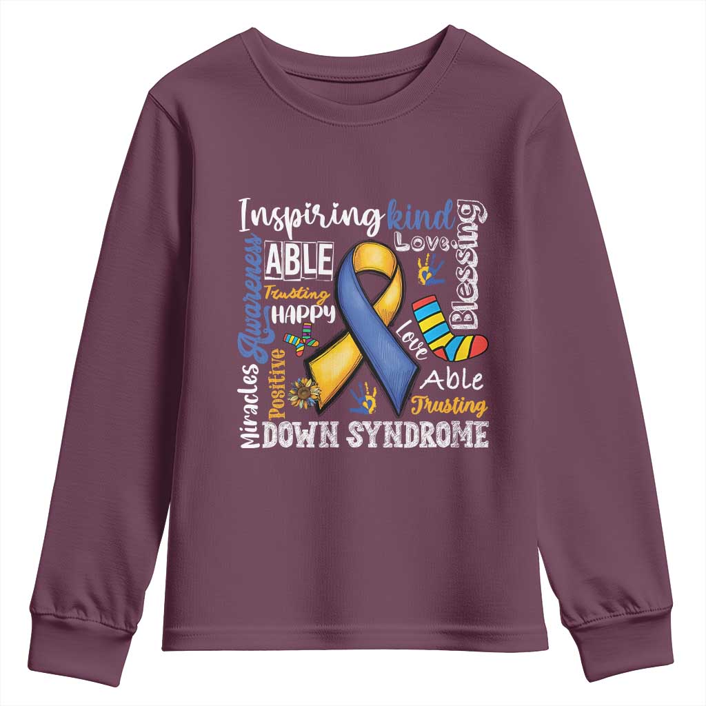 Down Syndrome Support Youth Sweatshirt Rock Your Socks Different Not Less