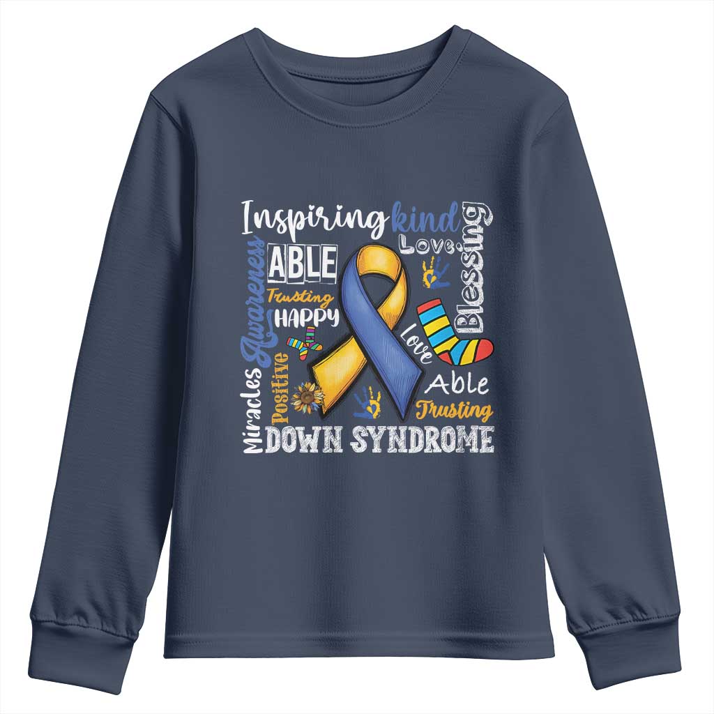 Down Syndrome Support Youth Sweatshirt Rock Your Socks Different Not Less