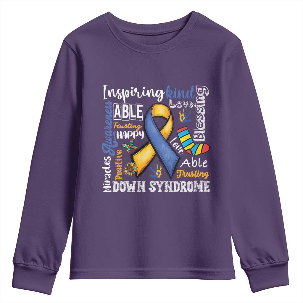 Down Syndrome Support Youth Sweatshirt Rock Your Socks Different Not Less