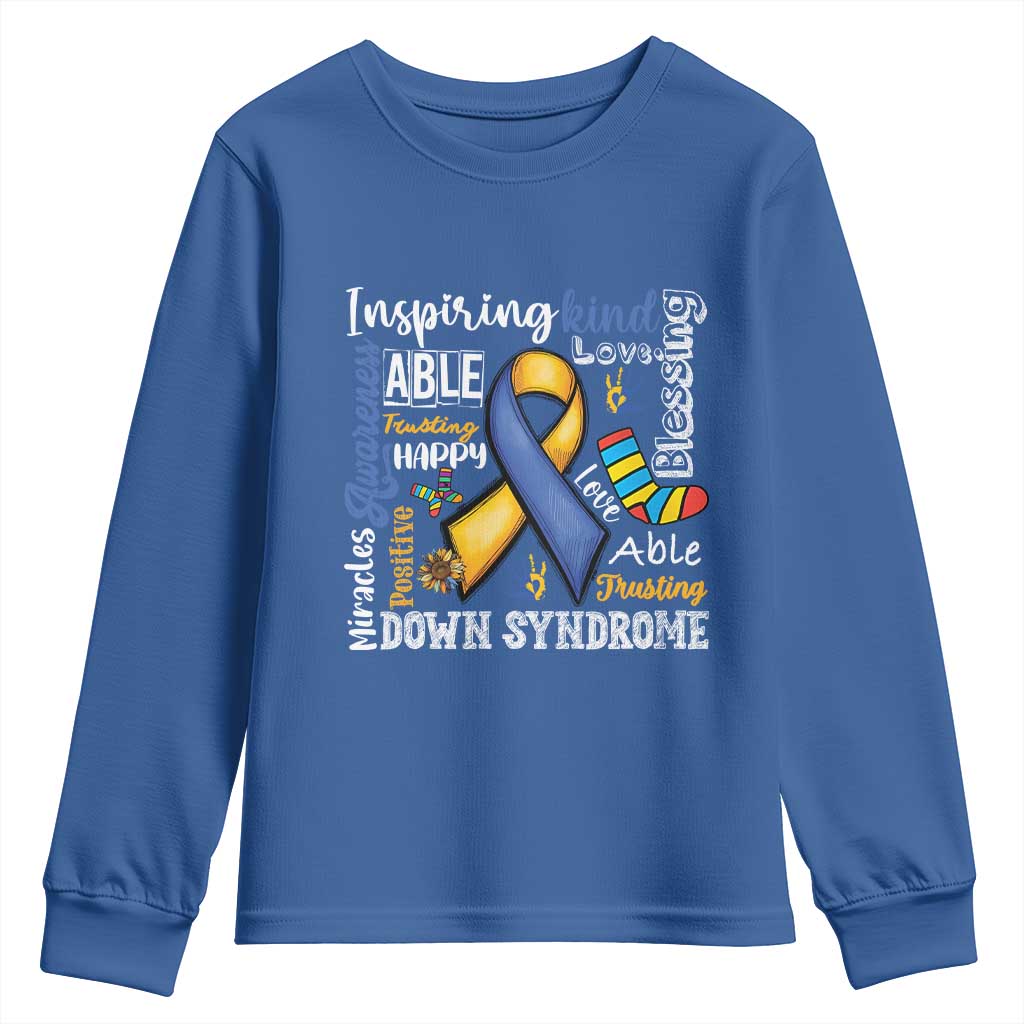 Down Syndrome Support Youth Sweatshirt Rock Your Socks Different Not Less