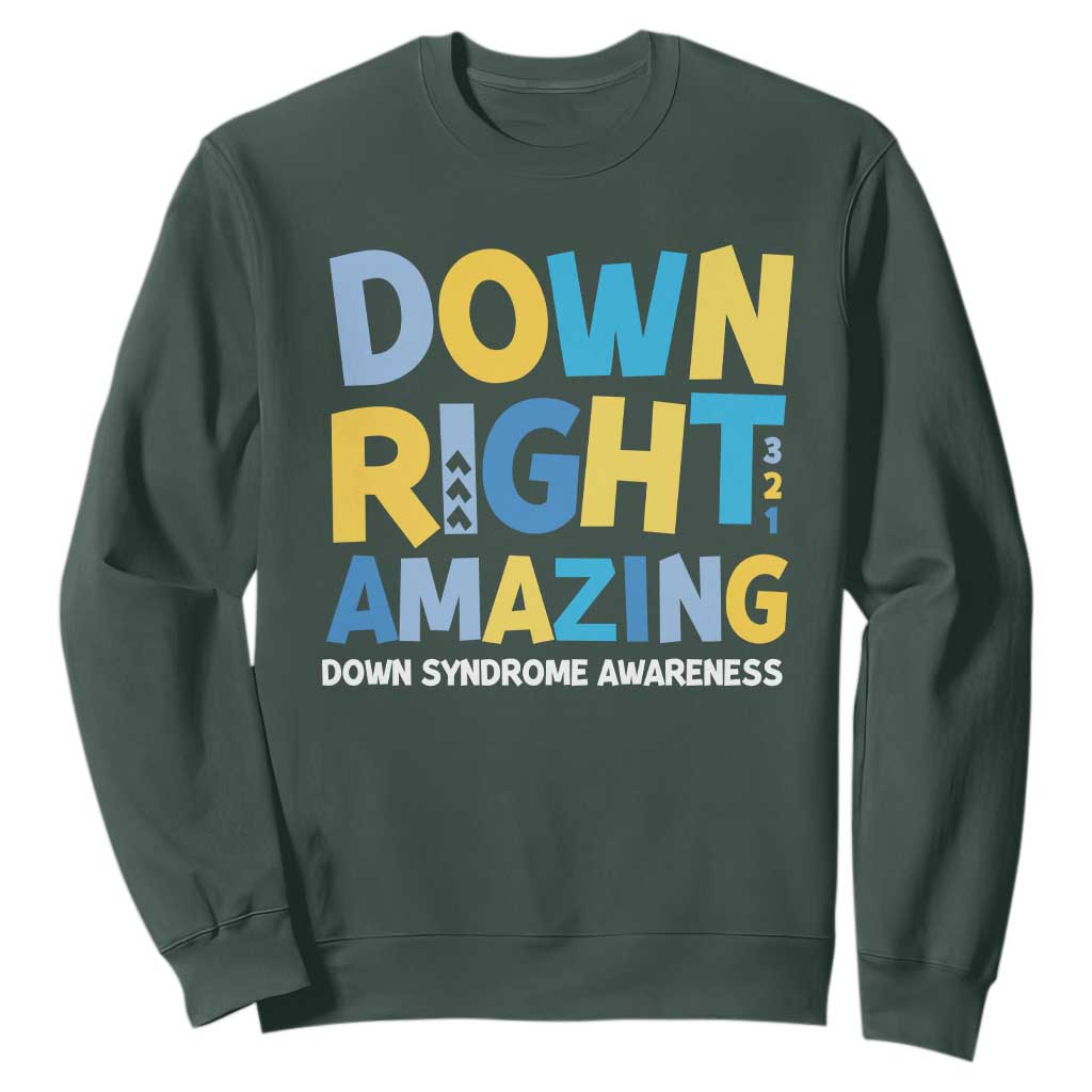 World Down Syndrome Day Sweatshirt 321 Support Down Right Amazing Three Arrows