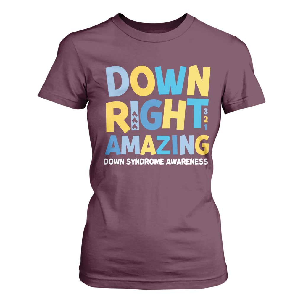 World Down Syndrome Day T Shirt For Women 321 Support Down Right Amazing Three Arrows