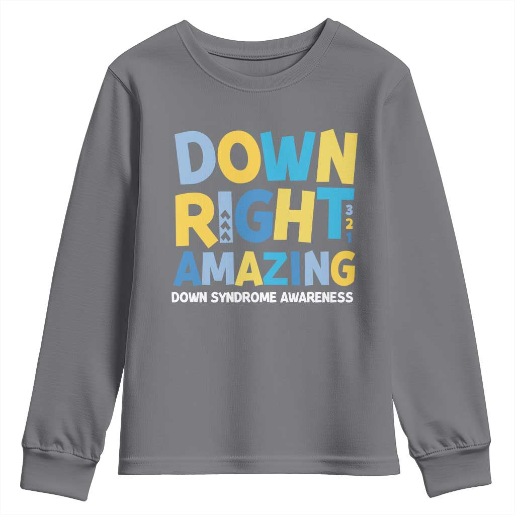 World Down Syndrome Day Youth Sweatshirt 321 Support Down Right Amazing Three Arrows