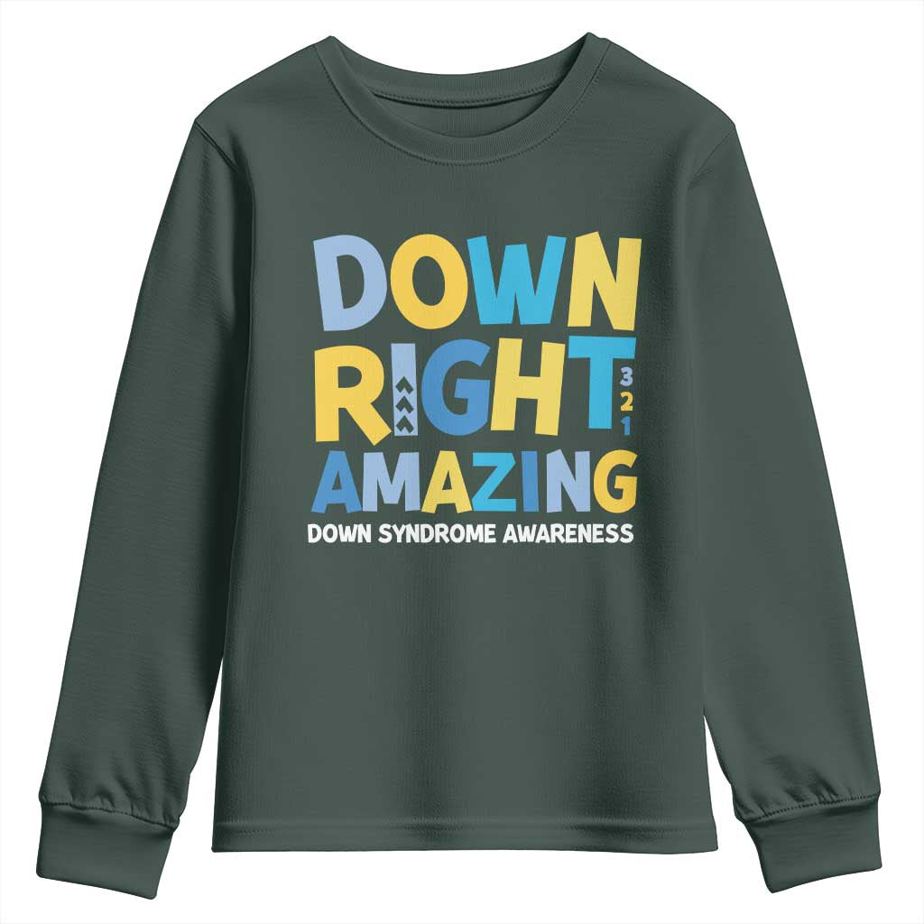 World Down Syndrome Day Youth Sweatshirt 321 Support Down Right Amazing Three Arrows