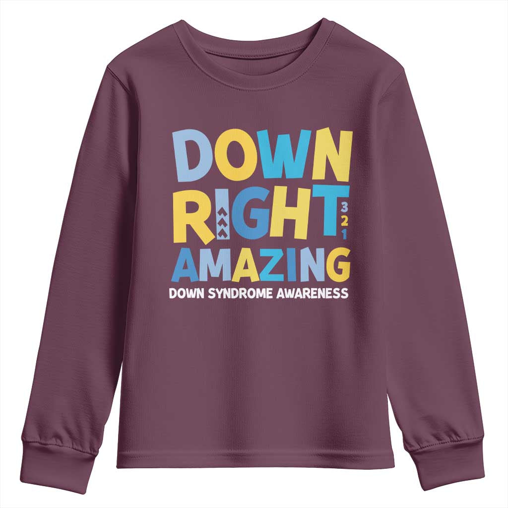 World Down Syndrome Day Youth Sweatshirt 321 Support Down Right Amazing Three Arrows