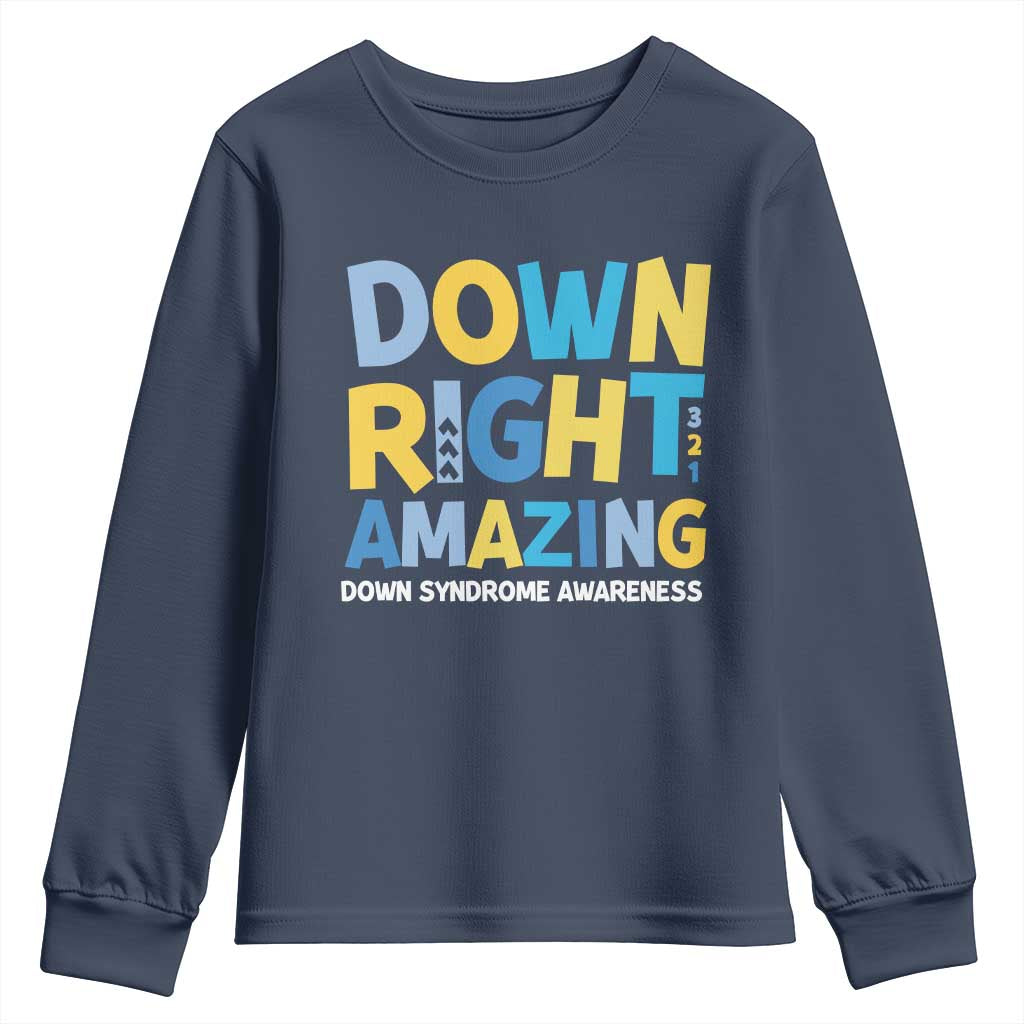 World Down Syndrome Day Youth Sweatshirt 321 Support Down Right Amazing Three Arrows